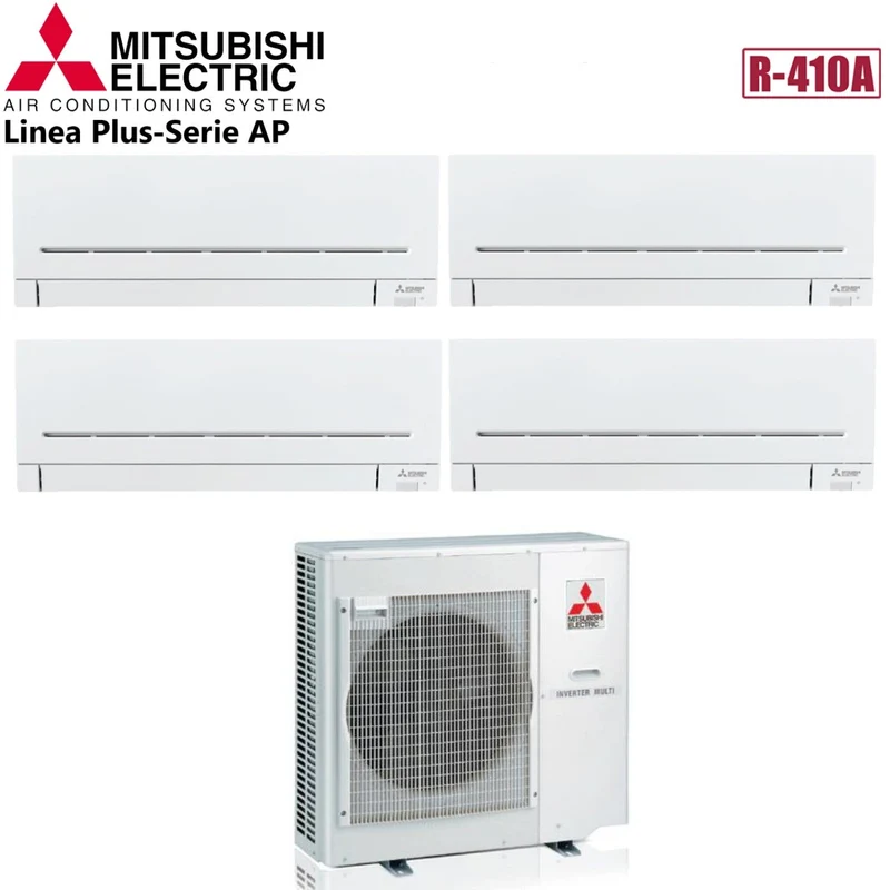 Mitsubishi Electric Quadri Split-Inverter-Panels für Klimaanlagen AP-Serie 7+9+9+18 mit MXZ-4E83VA R-410 Wi-Fi optional 7000+9000+9000+18000
