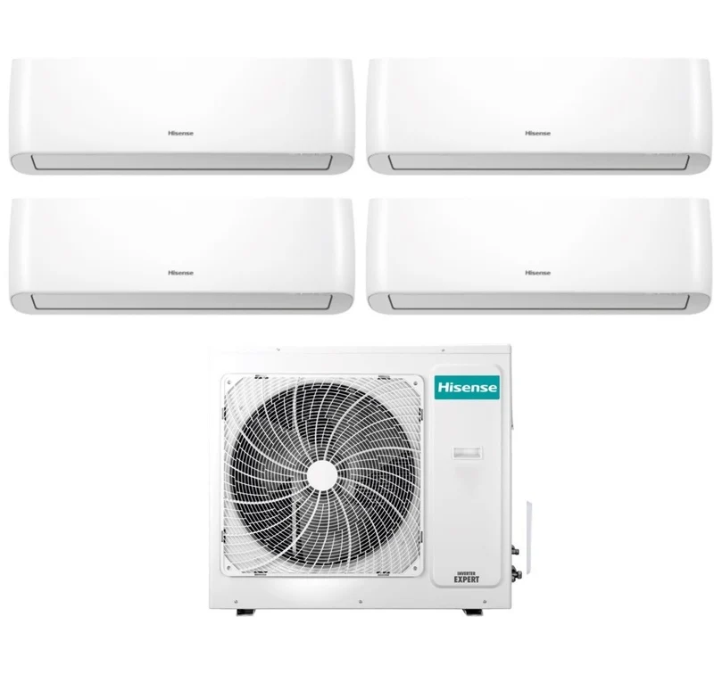 Hisense Quadri Split Inverter-Klimaanlage ENERGY PRO Serie 9+9+12+12 mit 4AMW81U4RAA R-32 Integriertes WLAN 9000+9000+12000+12000 - Neu