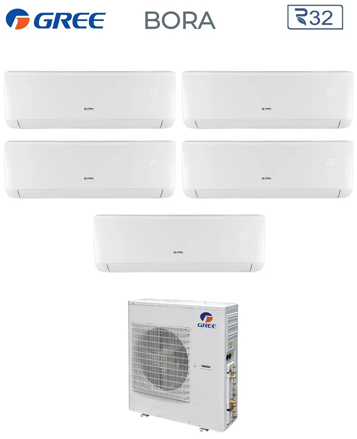 Gree Penta Split Inverter Klimaanlage BORA Serie 9+9+9+9+12 GWHD42NK6LO R-32 9000+9000+9000+9000+12000