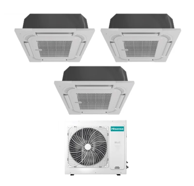 Klimaanlage Hisense Trial-Split Inverter a Cassetta 12+12+12 mit 4AMW81U4RJC R-32 WLAN optional 12000+12000+12000 mit Telecomando e Pannello Incluso