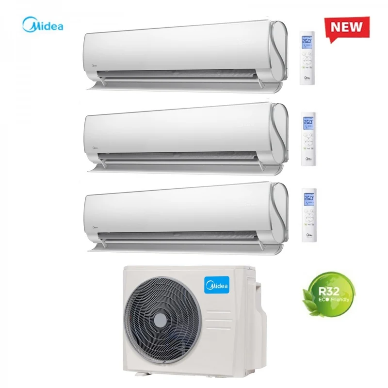 MIDEA TRIAL SPLIT INVERTER KLIMAANLAGE ULTIMATE COMFORT 12+12+12 Serie mit M3O-27FN8-Q R-32 Wi-Fi 12000+12000+12000