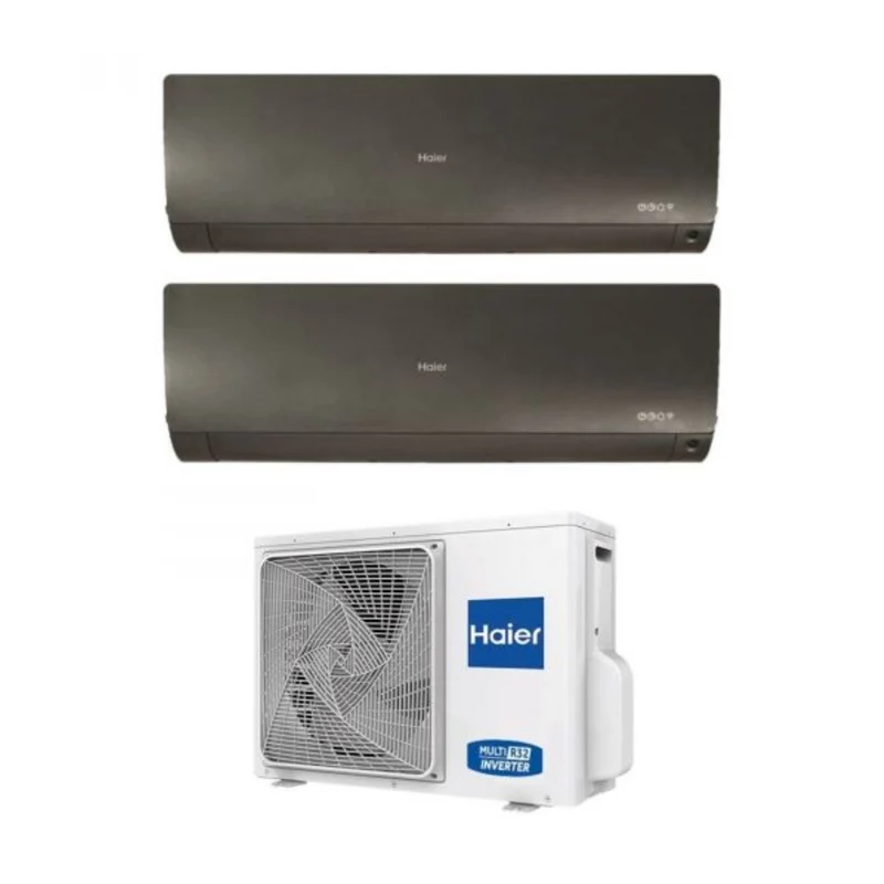 Dual-Split-Klimaanlage Haier Flexis Plus Schwarz 12+15 mit 2U50S2SM1FA R-32 integriertem WLAN Schwarz