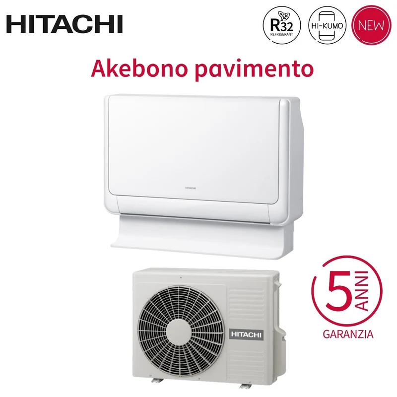 Hitachi Inverter-Bodenklimaanlage Akebono Serie 12000 Btu RAF-35RXE R-32 Wi-Fi optional – Neu