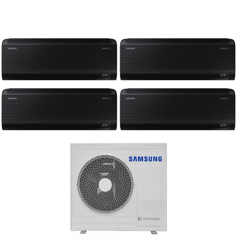 Condizionatore Quadri Split Samsung WindFree Black 9+9+12+12 con AJ080TXJ4KG R-32 Wi-Fi Integrato