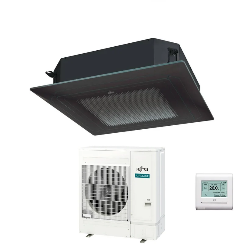 Fujitsu KR Circular Flow Black Kassetten-Klimaanlage 54000 Btu AUXG54KRLB einphasig R-32 Wi-Fi optional mit Gitter und Drahtsteuerung