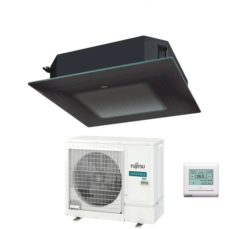 Fujitsu KR Circular Flow Black Kassetten-Klimaanlage 36000 Btu AUXG36KRLB einphasig R-32 Wi-Fi optional mit Gitter und Drahtsteuerung