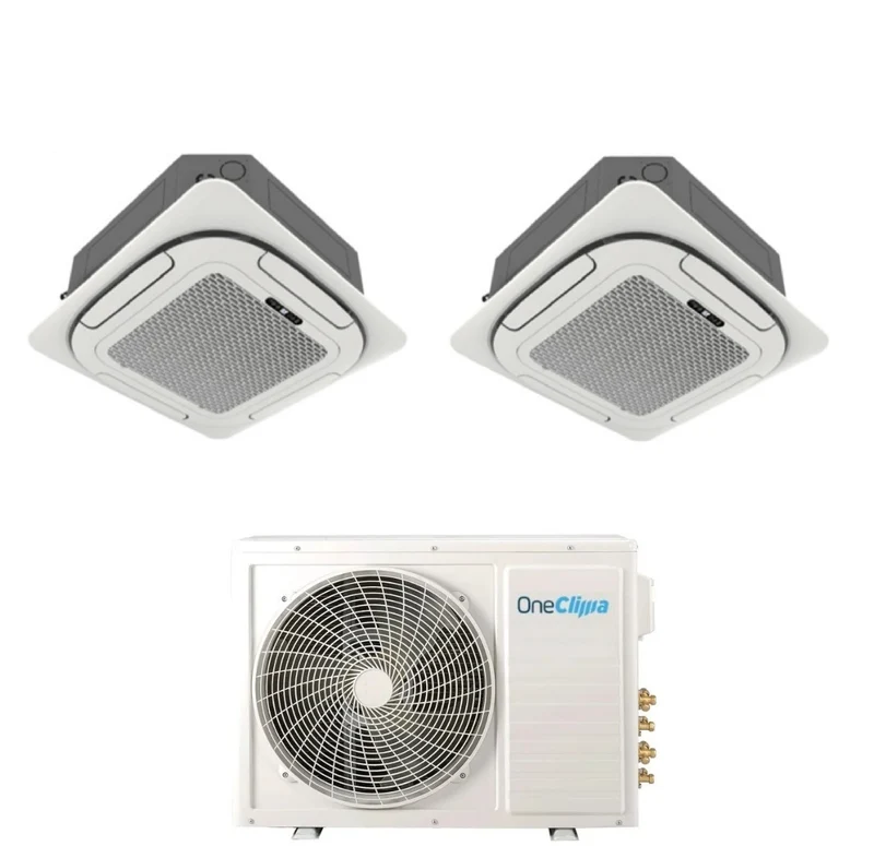 Condizionatore OneClima Dual Split Cassetta 4 Vie 12+12 con MLT27x3/Y24 R-32 Wi-Fi Optional Griglia Inclusa e Telecomando di Serie