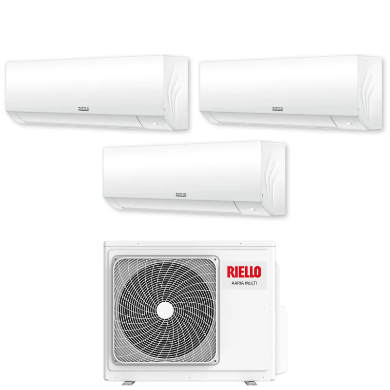 Riello Trial Split Inverter-Klimaanlage Serie AARIA PLUS I 9+12+12 mit AARIA MULTI 355 PI R-32 integriertem WLAN 9000+12000+12000