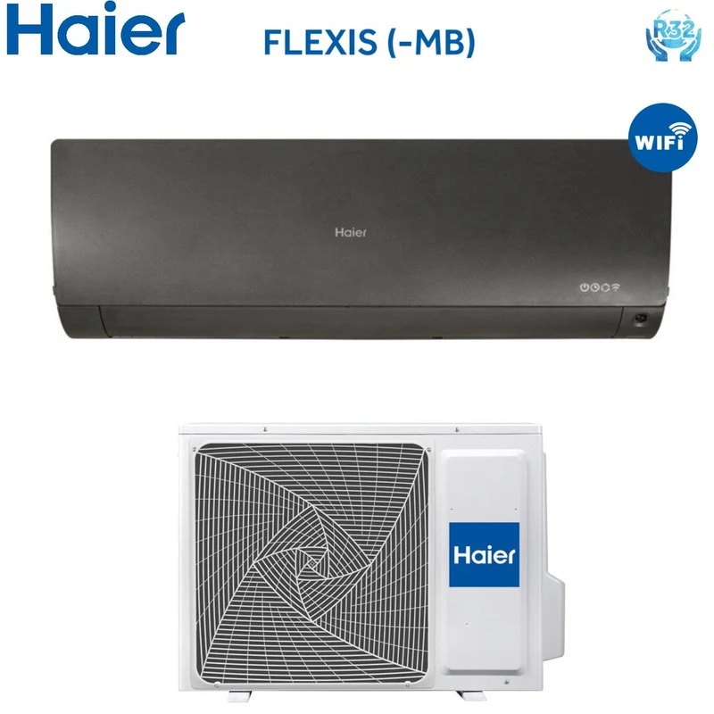 Haier Inverter-Klimaanlage FLEXIS BLACK-Serie 24000 Btu AS71S2SF1FA-MB R-32 Integriertes WLAN, schwarze Farbe