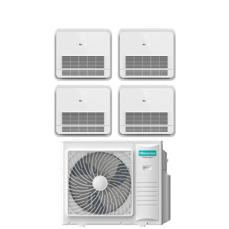 Hisense Quadri Split Konsolen-Klimaanlage 9+12+12+12 mit 5-Uhr-AbschaltungW105U4RQC R-32 Wi-Fi Optional mit Fernbedienung als Standard 9000+12000+12000+12000