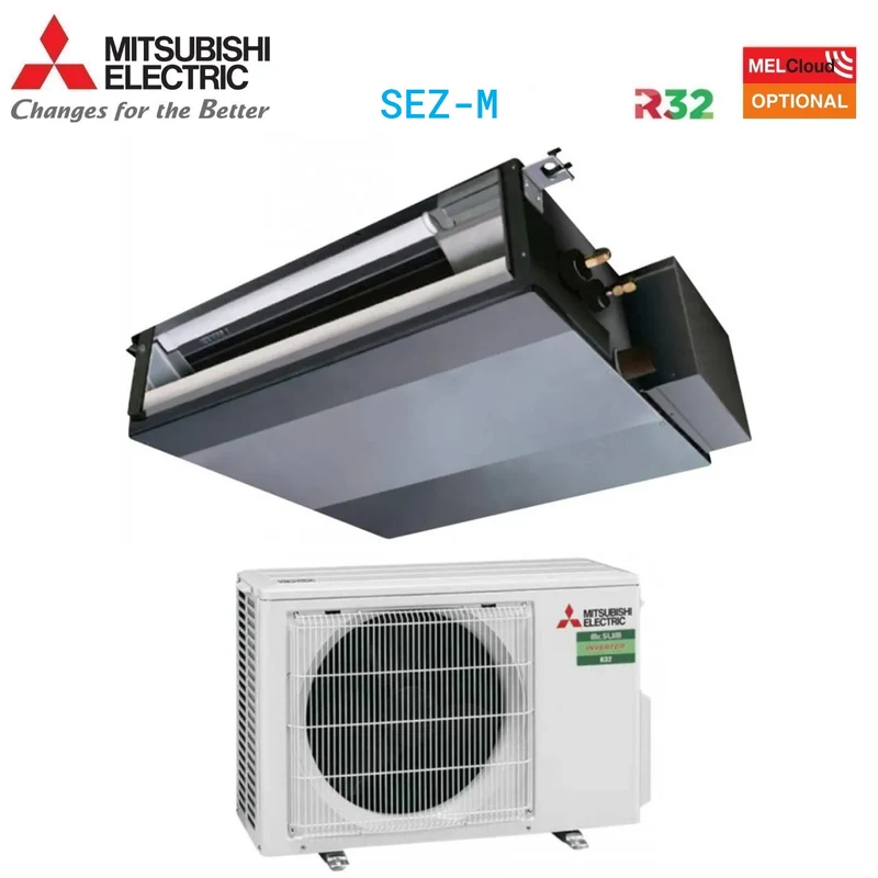 Climatizzatore Condizionatore Mitsubishi Electric Canalizzato Canalizzabile Inverter 12000 Btu SEZ-M35DAL + SUZ-M35VA R-32 Wi-Fi Optional con Telecomando a Infrarossi Incluso