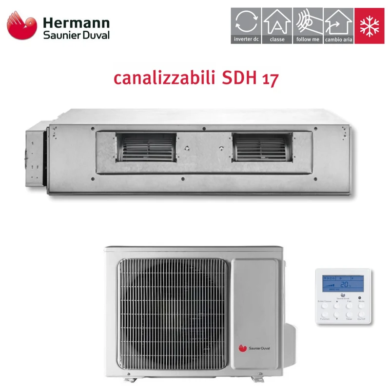 Hermann Saunier Duval Kanalisierte Inverter-Klimaanlage 18000 Btu SDH17-050 ND R-410 Klasse A