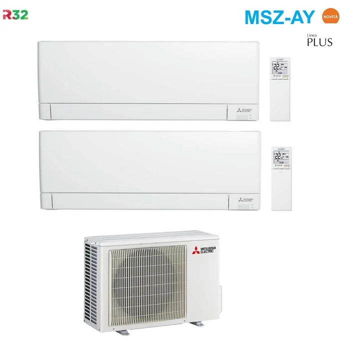 Climatizzatore Condizionatore Mitsubishi Electric Dual Split Inverter Linea Plus serie MSZ-AY 12+12 con MXZ-2F42VF R-32 Wi-Fi Integrato 12000+12000