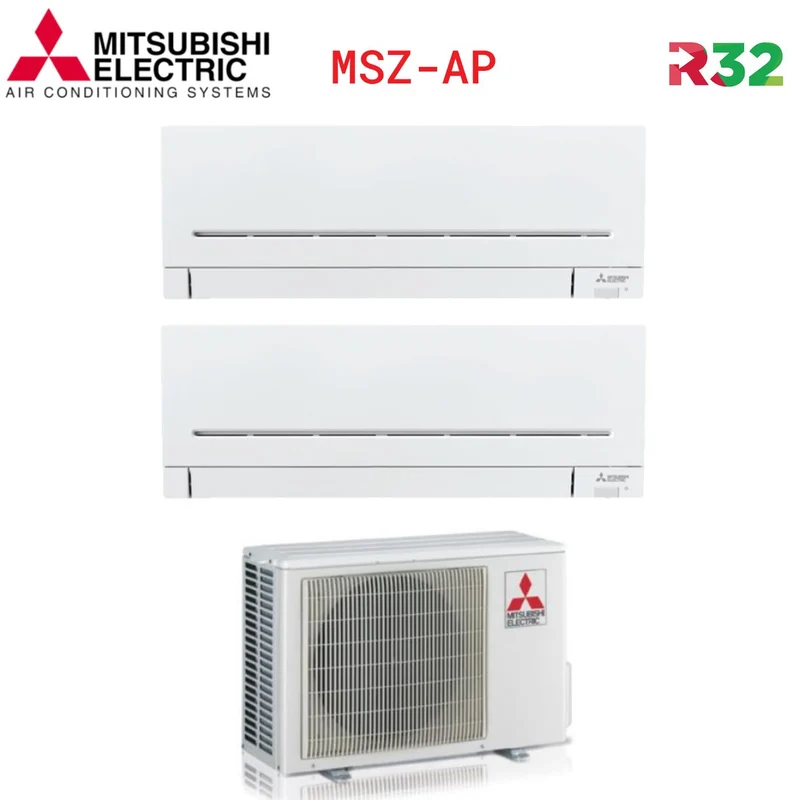Climatizzatore Condizonatore Mitsubishi Dual Split Inverter Serie AP 5+5 con MXZ-2D33VA R-32 Modello Plus 5000+5000 Wi-Fi Optional
