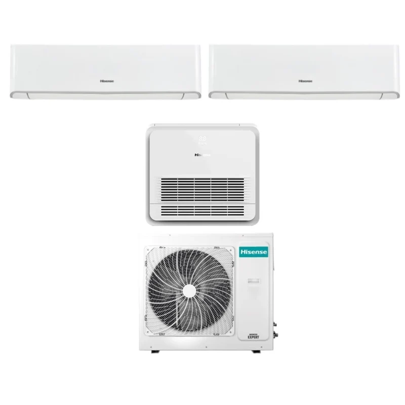 Climatizzatore Condizionatore Hisense Trial Split New Comfort 9000+12000 + Console AKT 9000 con 3AMW62U4RFA R-32 Wi-Fi Optional 9+9+12