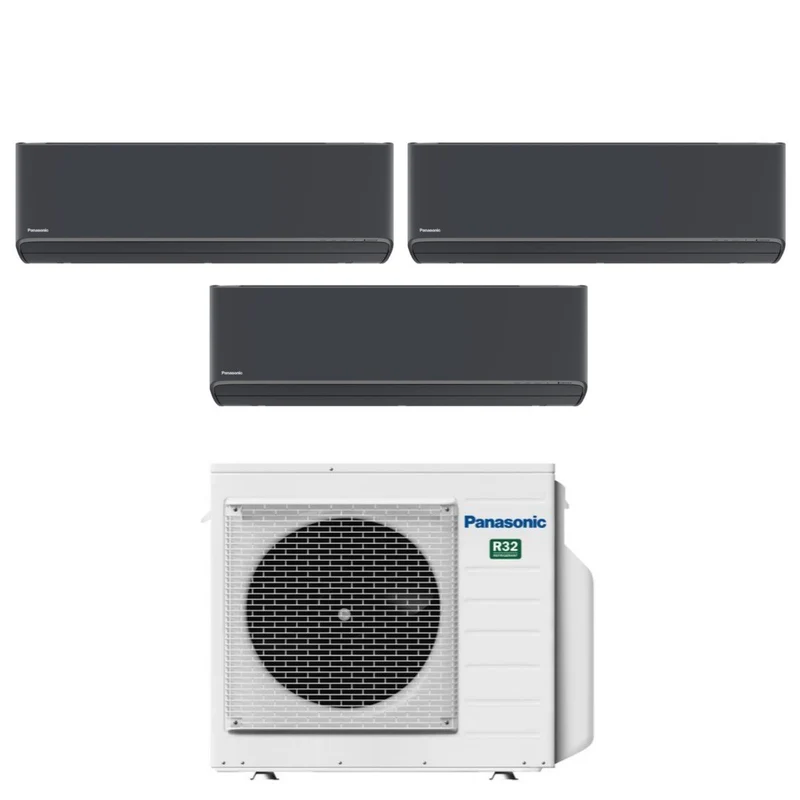 Condizionatore Trial Split Panasonic Etherea Dark 7+9+12 con CU-3Z52TBE R-32 Wi-Fi Integrato