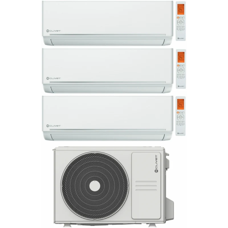 Clivet Trial Split-Inverter-Klimaanlage EZCool 9000+9000+12000 BTU mit MU2-Y79M WLAN optional 9+9+12