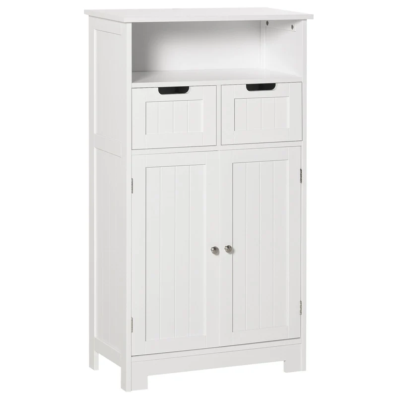 EASYCOMFORT Mobile Bagno Multiuso con Armadietto 2 Ante Mensola e 2 Cassetti Bianco