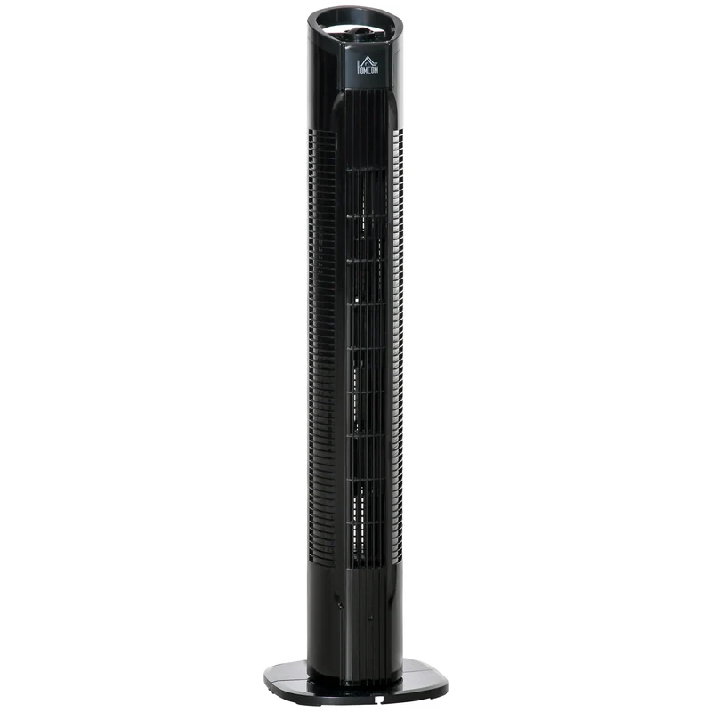 Easycomfort Moderner Säulenventilator mit 3 Geschwindigkeiten und 70°-Oszillation, Turmventilator mit rundem Ständer und Griff, Leistung 50 W, aus PP, Ø20 x 78,5 cm, Schwarz