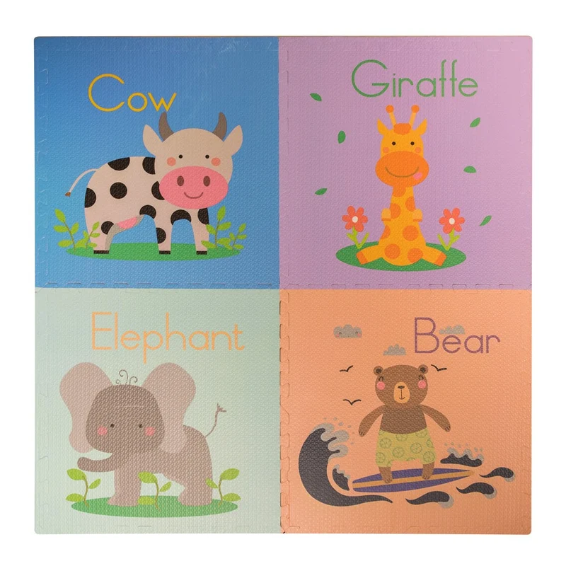 4PCS BÄR weicher Puzzlematten-Teppich 60 x 60 x 1 cm für Kinder im Innenbereich