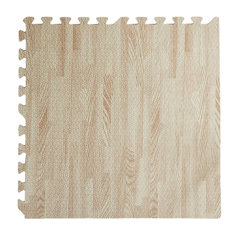 4PCS weicher Puzzlematten-Teppich WEISSER HOLZEFFEKT 60 x 60 x 0,8 cm für Kinder im Innenbereich