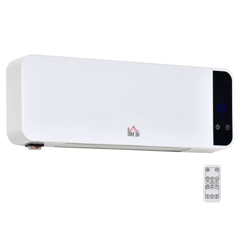 EASYCOMFORT Stufa Elettrica da Parete con Telecomando, Temperatura Regolabile e Timer - Bianco
