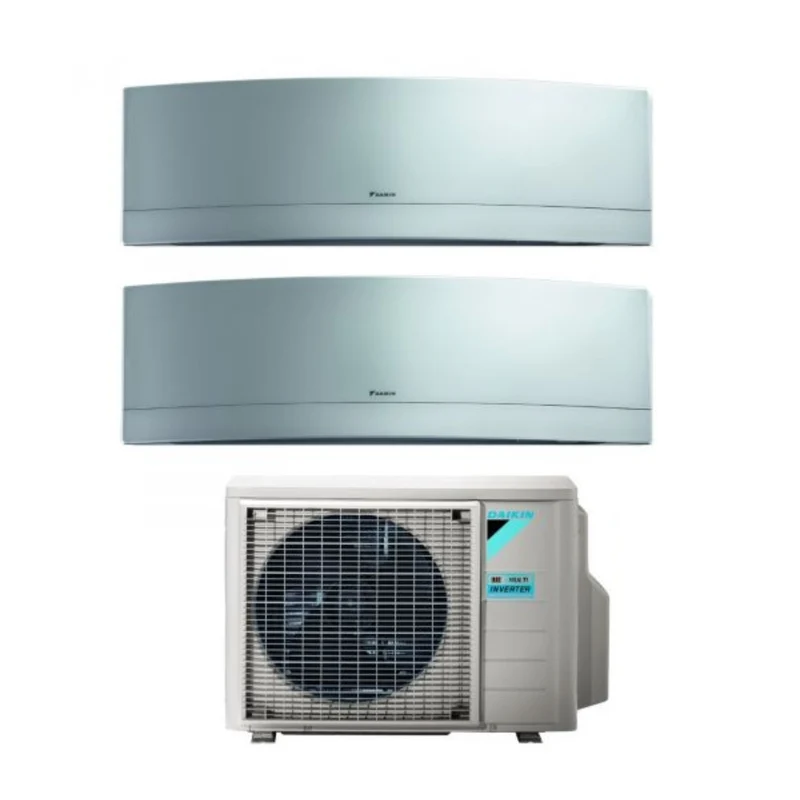 Daikin Bluevolution Dual Split Inverter-Klimaanlage EMURA SILVER 12+12-Serie mit 2MXM50A R-32 integriertem WLAN 12000+12000. Silberfarbene italienische Garantie