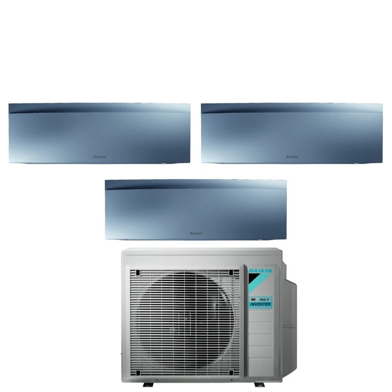 Daikin Bluevolution Trial Split Inverter-Klimaanlage EMURA SILVER III 7+12+18 Serie mit 3MXM68N R-32 integriertem WLAN 7000+12000+18000 Silberfarbe – italienische Garantie
