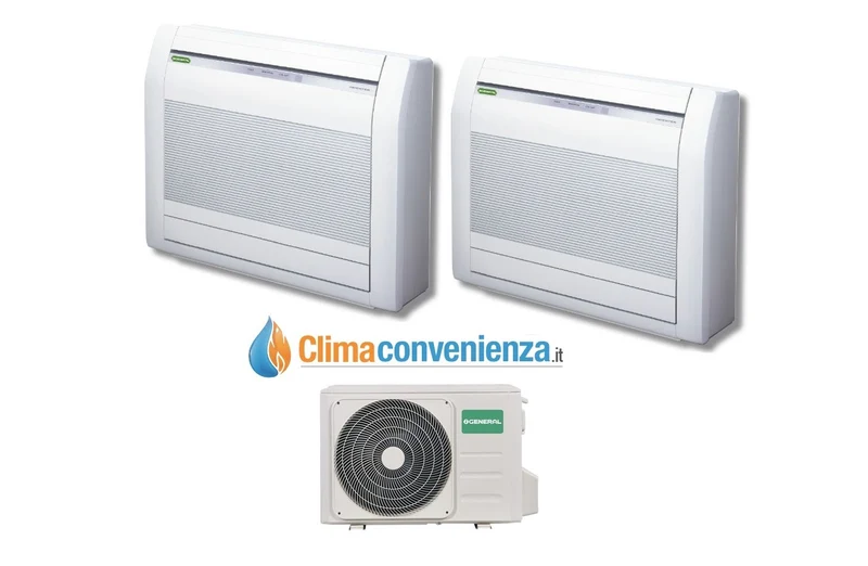 Climatizzatore Condizionatore Dual Split Inverter Pavimento Fujitsu General Serie LVCA 9000+12000 con AOHG18LAC2 9+12 btu