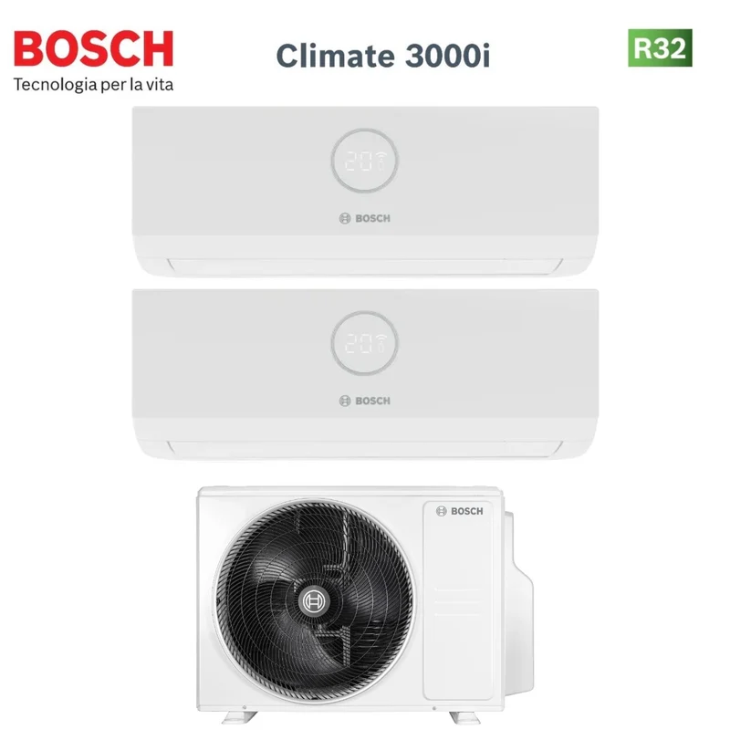 Bosch Trial Split Inverter-Klimaanlage CLIMATE 3000i 9+9+12 Serie mit CL5000M 79/3 E R-32 Wi-Fi optional 9000+9000+12000
