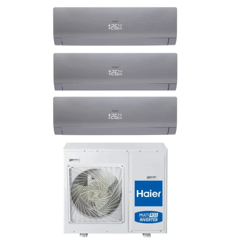 Klimaanlage Trial-Split Inverter Haier Nebula Green Grey 7000+7000+15000 mit 4U70S2SH1FA R-32 Wi-Fi 7+7+15 btu