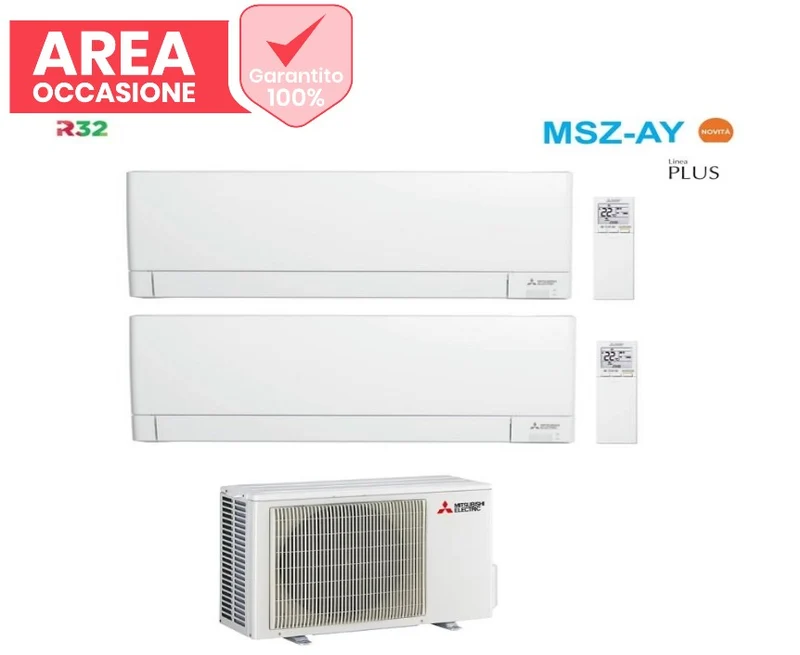 SCHNÄPPCHENBEREICH Klimaanlage Mitsubishi Electric Dual Split Inverter Plus Line MSZ-AY 9+12 Serie mit MXZ-2F42VF R-32 Integriertes WLAN 9000+12000