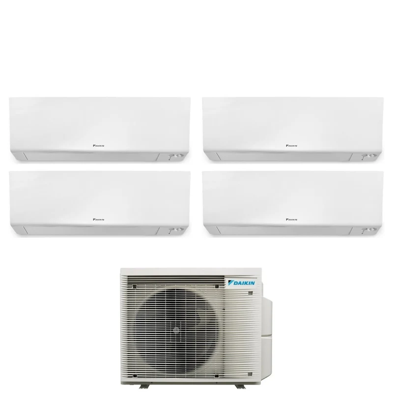 Daikin Bluevolution Quadri Split-Inverter-Panels für Klimaanlagen, FTXM/R-Serie, PERFERA WALL 9+9+9+12 mit 4MXM80A R-32, integriertem WLAN, 9000+9000+9000+12000, italienische Garantie