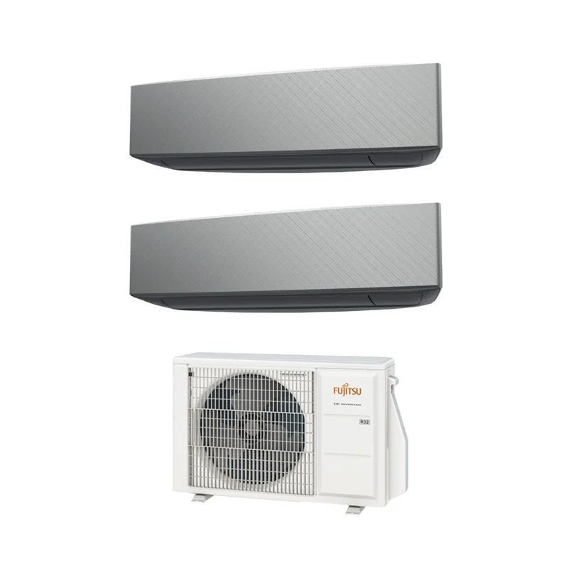Fujitsu Dual Split Inverter Klimaanlage KE 7+12 Serie mit AOYG14KBTA2 R-32 WLAN optional 7000+12000 Farbe Silber – Neu