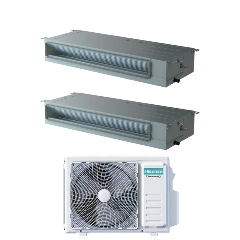 Hisense Dual Split Inverter Kanal-Klimaanlage 9+12 mit 2AMW42U4RGC R-32 Wi-Fi Optional 9000+12000 Mit Standard-Fernbedienung