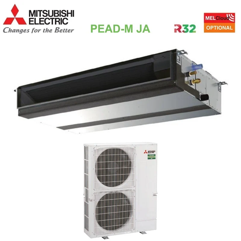 Mitsubishi Electric-Klimaanlage, kanalisiert, kanalisierbar, Inverter, mittlere Förderhöhe, 42000 Btu, PEAD-M125JA + PUZ-M125YKA, dreiphasig, R-32, WLAN optional