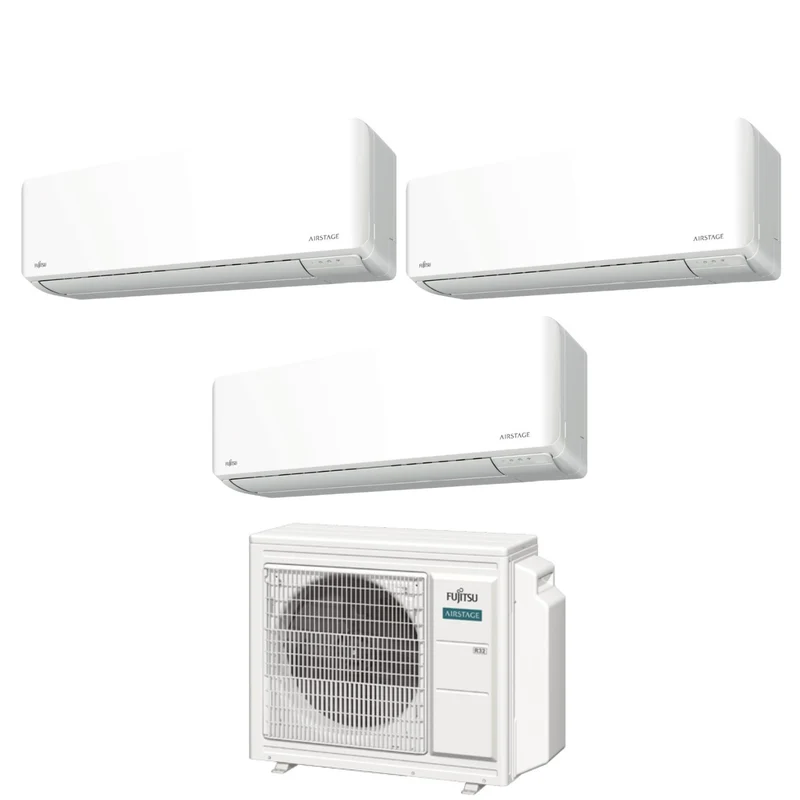 Fujitsu Trial Split Inverter-Klimaanlage KM AIRSTAGE 7+7+14-Serie mit AOEG18KBCA3 R-32 integriertem WLAN 7000+7000+14000