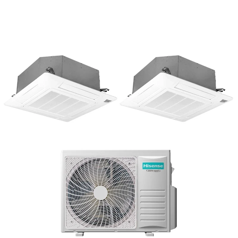 Hisense 18+18 Dual-Split-Kassetten-Klimaanlage mit 3AMW72U4RJC R-32 Wi-Fi optional mit Fernbedienung und Bedienfeld
