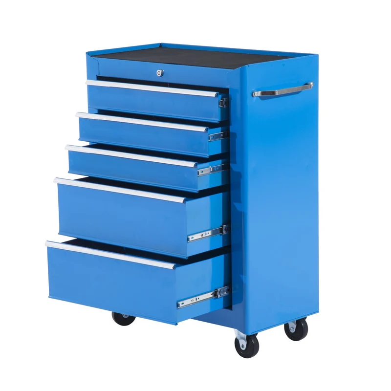 EASYCOMFORT Carrello Porta Utensili da Officina con Cassettiera Azzurro 61.5 x 33 x 85cm
