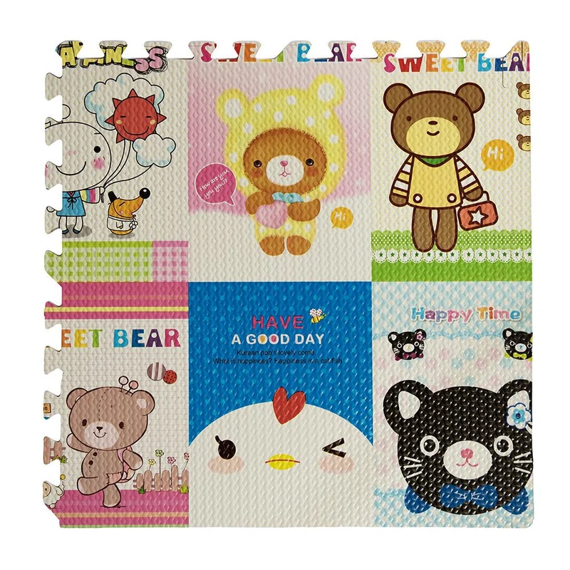 4PCS LUSTIGER weicher Puzzlematten-Teppich 60 x 60 x 1 cm für Kinder im Innenbereich