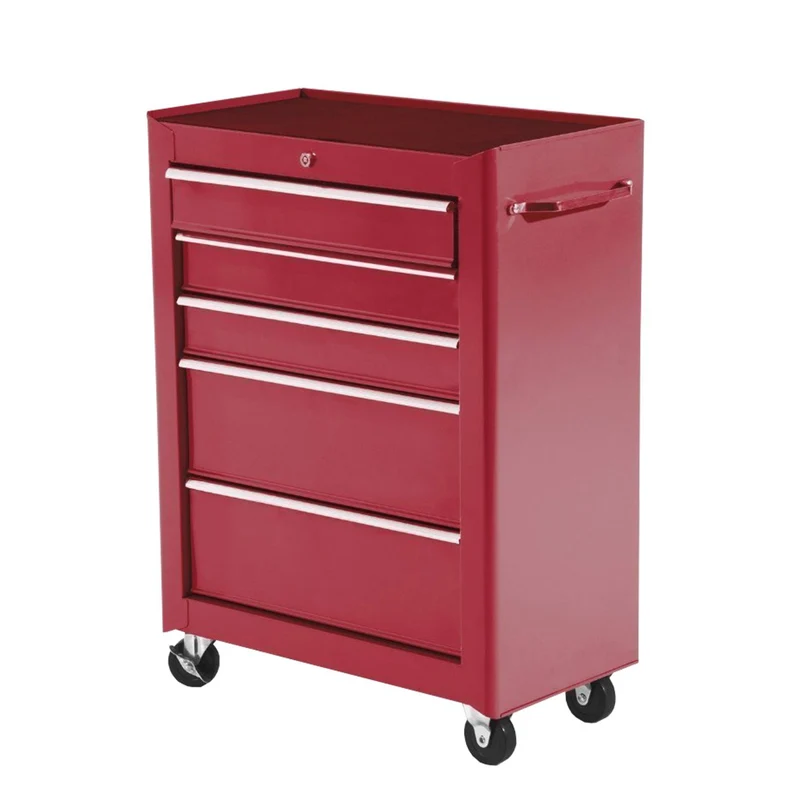EASYCOMFORT Carrello Porta Utensili Attrezzi con Cassettiera Rosso 61.5 x 33 x 85cm