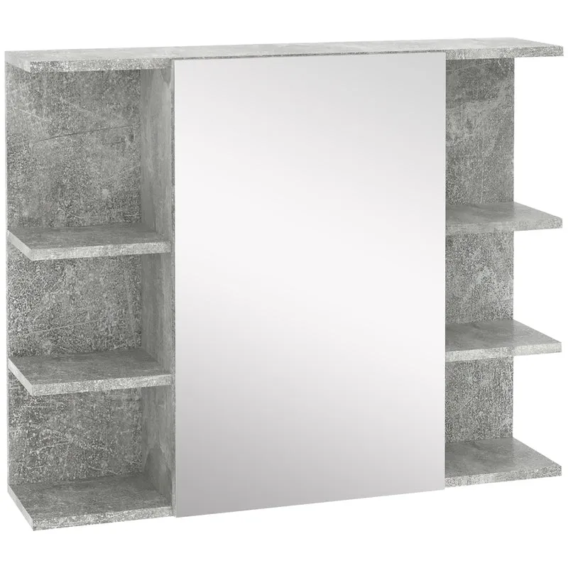 Easycomfort Specchiera Bagno a Parete con Anta e Mensole Laterali in Legno, 80x19.8x64cm