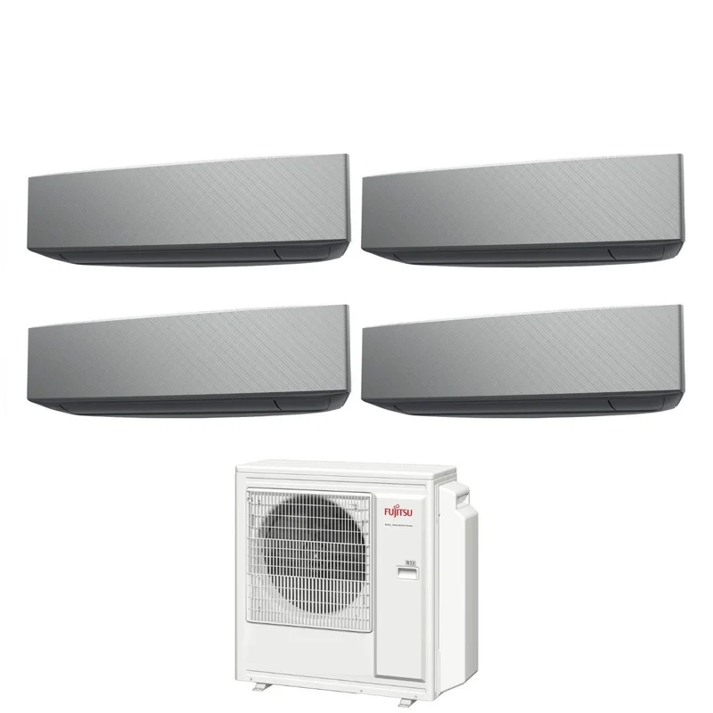 Fujitsu Quadri Split Inverter-Klimaanlage KE SILVER Serie 7+7+7+7 mit AOYG30KBTA4 R-32 WI-Fi optional 7000+7000+7000+7000 Silberfarbe