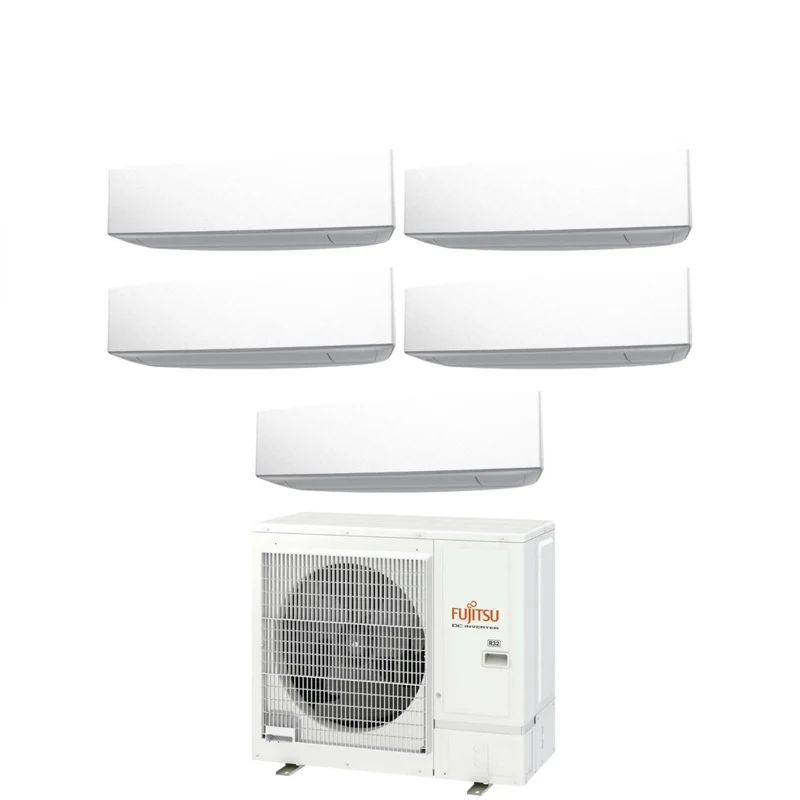 Fujitsu Penta Split Inverter-Klimaanlage KE WHITE Serie 9+9+12+12+12 mit AOYG36KBTA5 R-32 integriertem WLAN 9000+9000+12000+12000+12000 Weiße Farbe