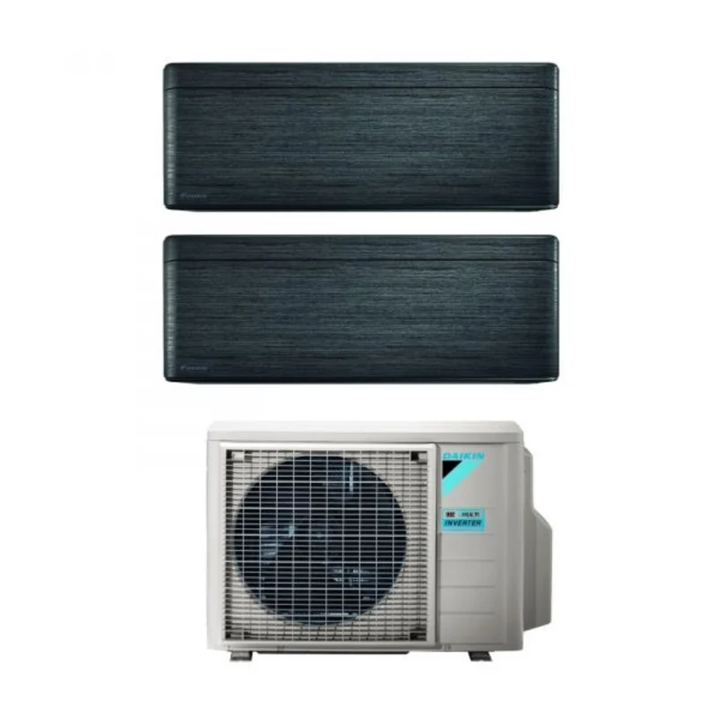 Daikin Stylish Real BlackWood 9+12 Dual-Split-Klimaanlage mit 2MXM50A R-32 integriertem WLAN, schwarzes Holz, italienische Garantie
