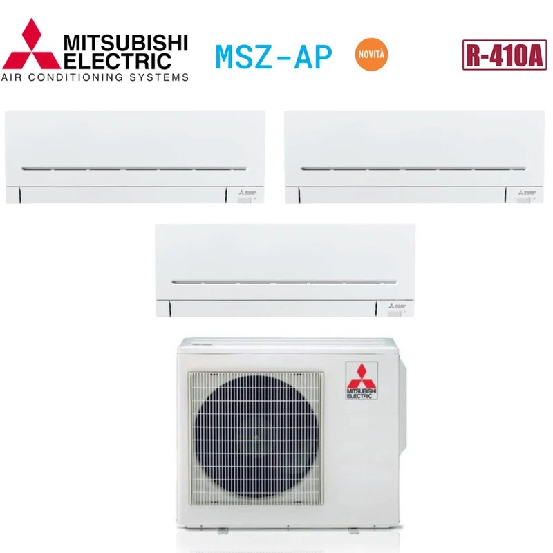 MITSUBISHI ELECTRIC TRIAL SPLIT-KLIMAANLAGE 9+9+18 INVERTER MSZ-AP 9000+9000+18000 BTU MXZ-3E68VA
