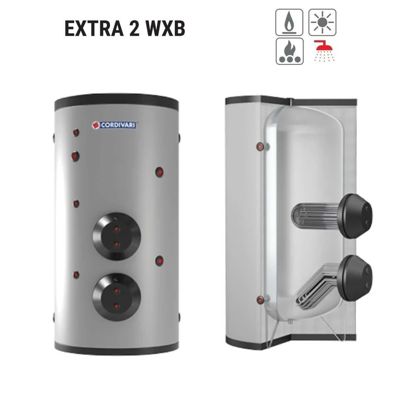 Bollitore Polywarm Cordivari Modello EXTRA 2 WXC 500 con 2 Scambiatori Estraibili in Acciaio INOX 316L