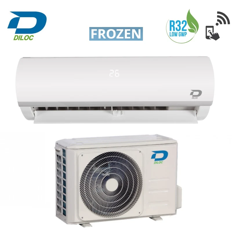 Climatizzatore Condizionatore Diloc Inverter serie FROZEN 24000 Btu D.FROZEN124 R-32 Wi-Fi Optional Classe A++