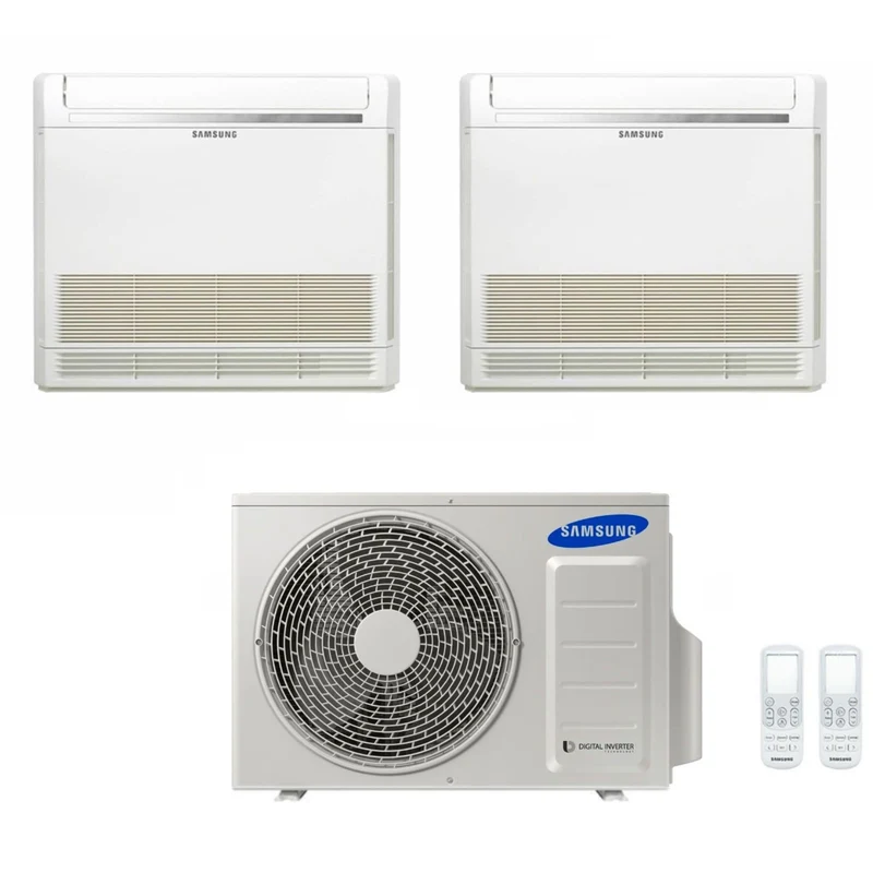 Samsung Dual Split Inverter Klimaanlagenkonsole 9+9 mit AJ040TXJ2KG/EU R-32 9000+9000 mit Fernbedienung im Lieferumfang enthalten – Neu