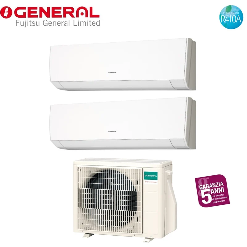 Climatizzatore Condizionatore General Fujitsu Dual Split Inverter serie LMCA 7+7 con AOHG14LAC2 R-410 7000+7000